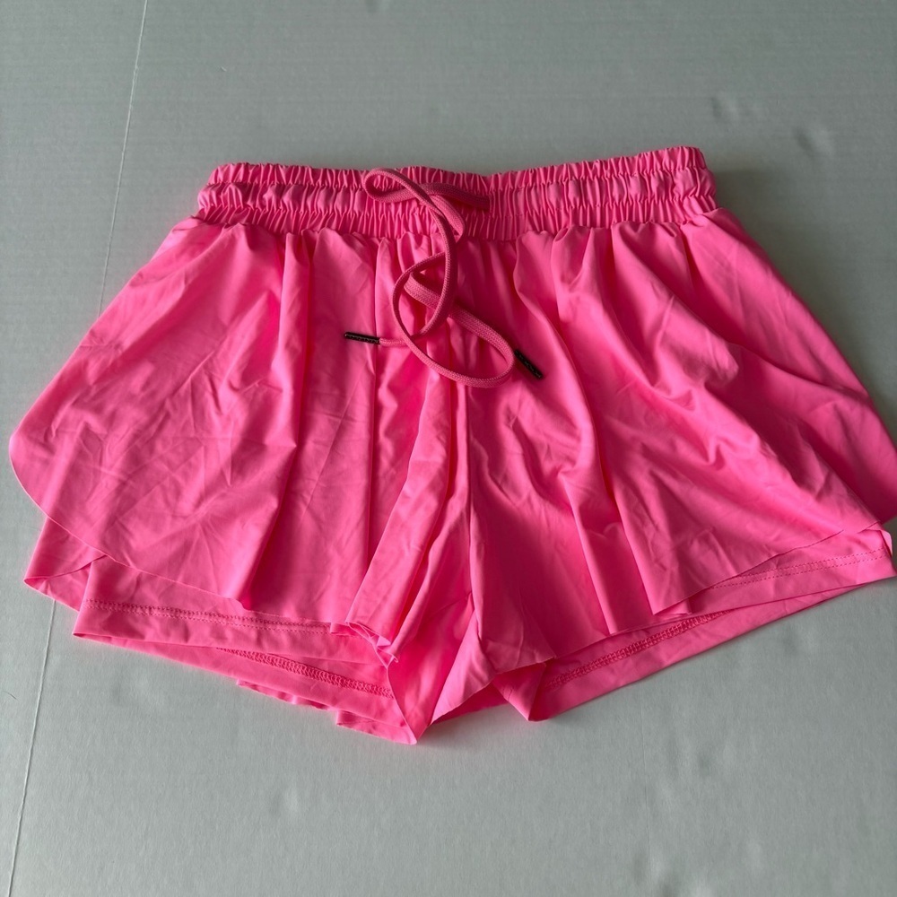 Butterfly flutter athletic shorts bright pink small